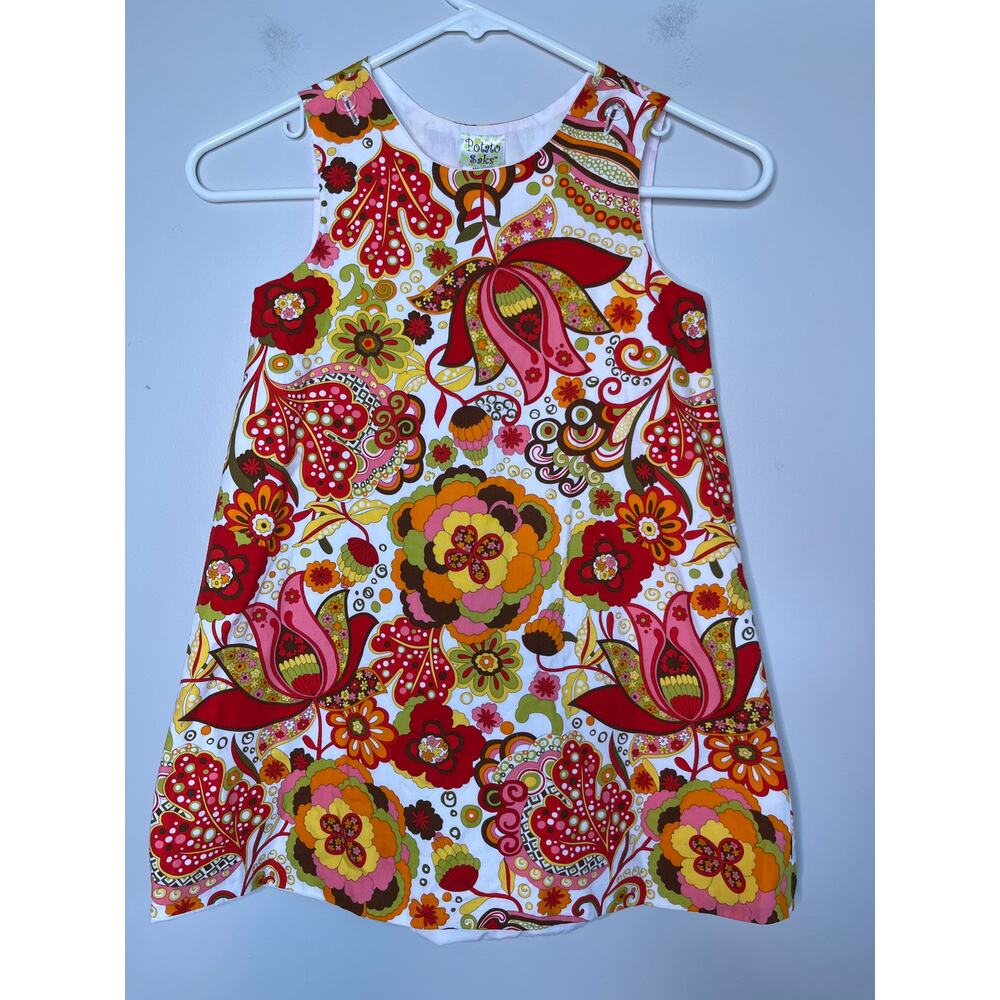 Potato Saks Red Orange Brown Pink Paisley Fall Floral Maximalist Jumper Dress 5